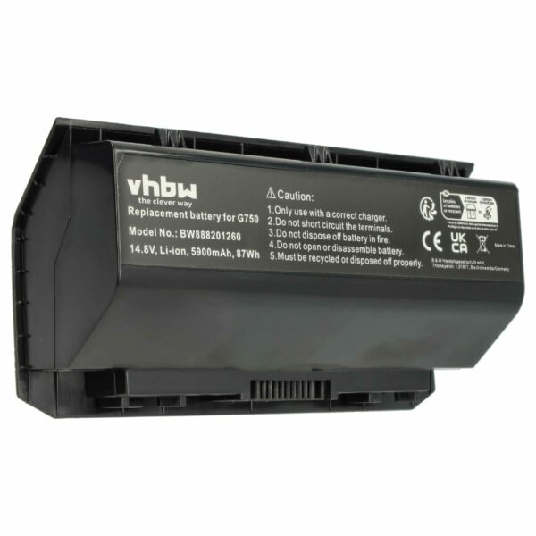 Bateria vhbw para Asus 0B110-0020000M, A42-G750 - 5900 mAh 14.8 V Li-polymer, preta