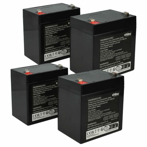 Bateria UPS 4x vhbw compatível com APC RBC20 - 4500 mAh 12 V AGM