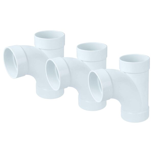 vhbw 3x Peça em T para Tubagem de Aspiração Central, 50.8mm - Branco