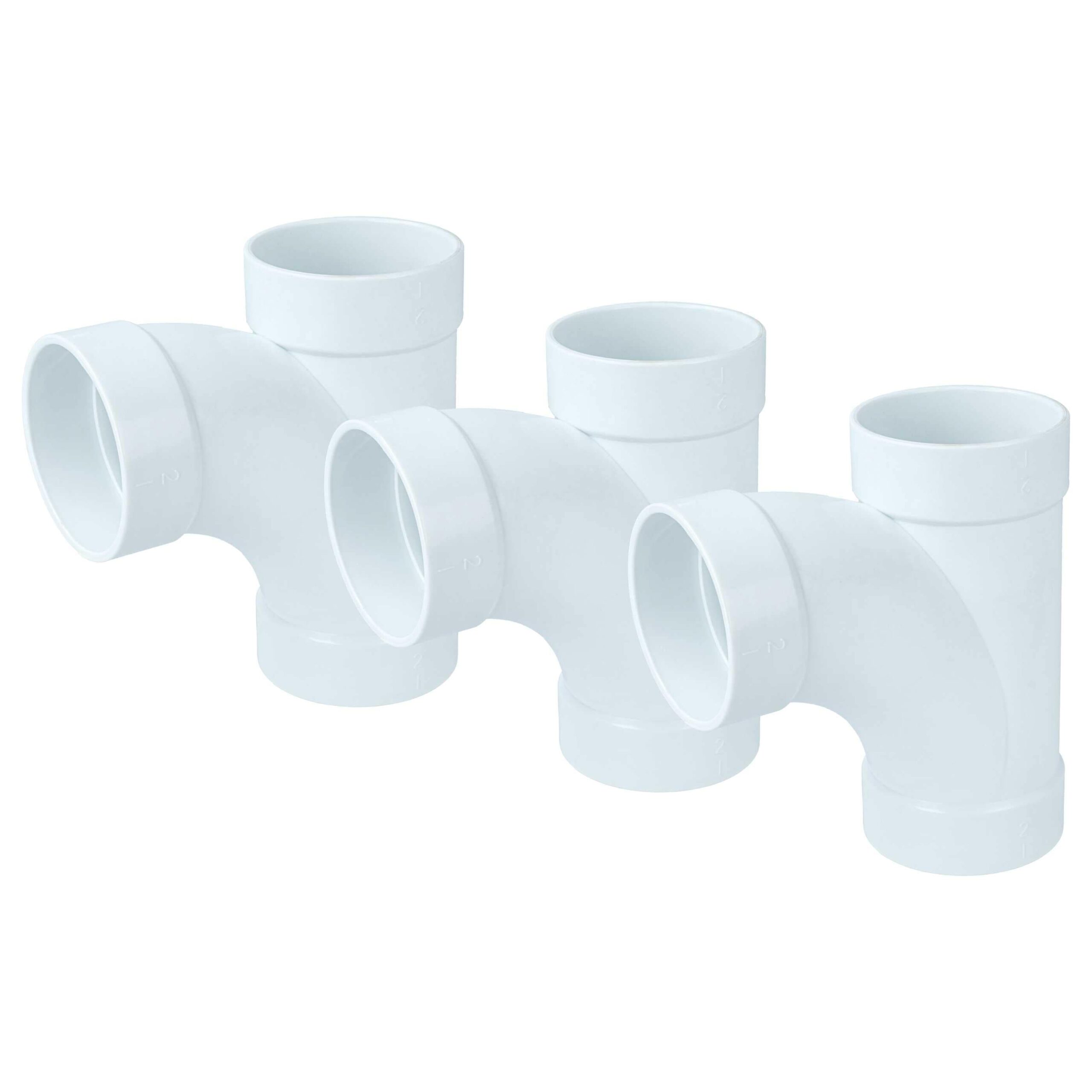vhbw 3x Peça em T para Tubagem de Aspiração Central, 50.8mm - Branco