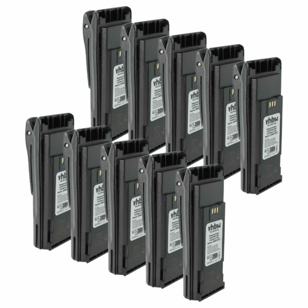 Bateria vhbw 2500 mAh 7.2 V NiMH para Rádio Motorola MNN4254AR, NNTN4496 - Pack 10x com Clipe