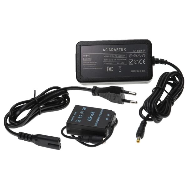 Carregador / Transformador vhbw para Câmara Nikon EH-5, EH-5A + Acoplador DC - 2 m, 9 V