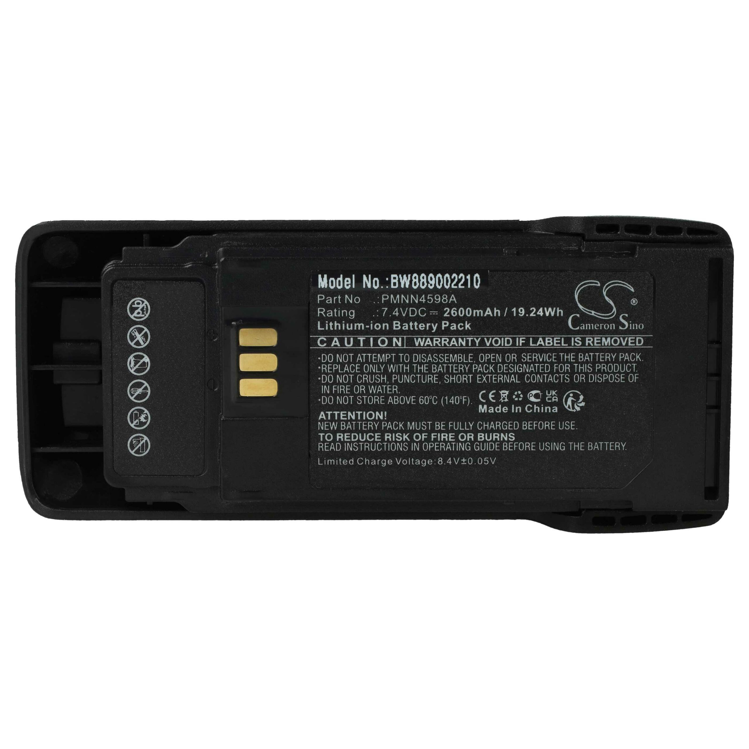 Bateria vhbw para Rádios Motorola PMNN4600A, PMNN4598A - 2600 mAh 7.4 V Li-Ion com Clipe de Cintura - Image 3