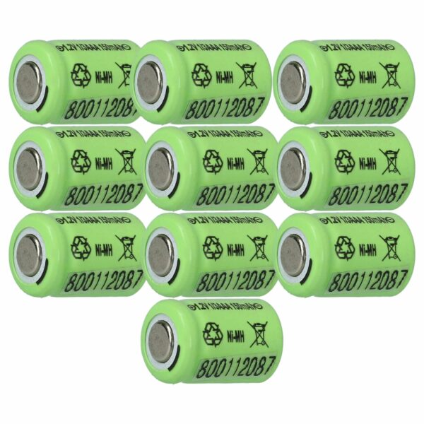 Bateria vhbw 1/3 AAA 150 mAh 1.2V NiMH - Pack de 10 unidades para Modelos Telecomandados
