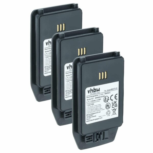 Bateria de Substituição vhbw 3x para Ascom 1220187, 660273/1B - 1100 mAh 3.7 V Li-Ion