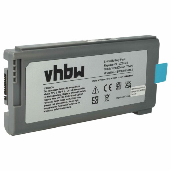 Bateria vhbw para Panasonic CF-VZSU1430U, CF-VZSU46, CF-VZSU46R, CF-VZSU46AU - 6600 mAh 10.65 V Li-Ion