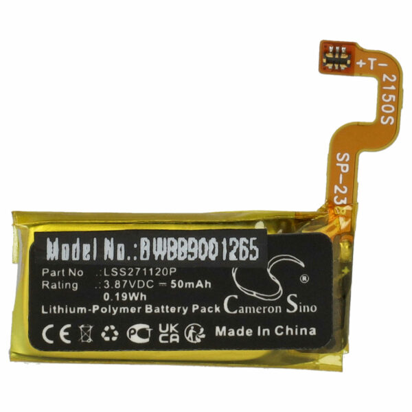 Bateria vhbw para Smartwatch Fitbit - LSS271120P - 50 mAh 3.87 V Li-polímero