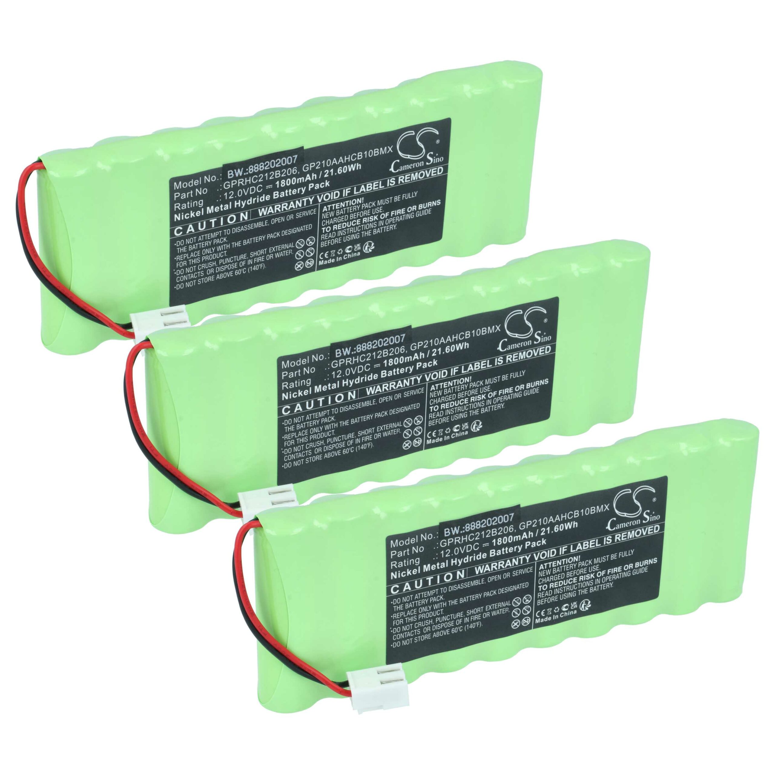 Bateria de substituição vhbw 12V 1800 mAh NiMH para operadores de portão Roto (pack 3x)