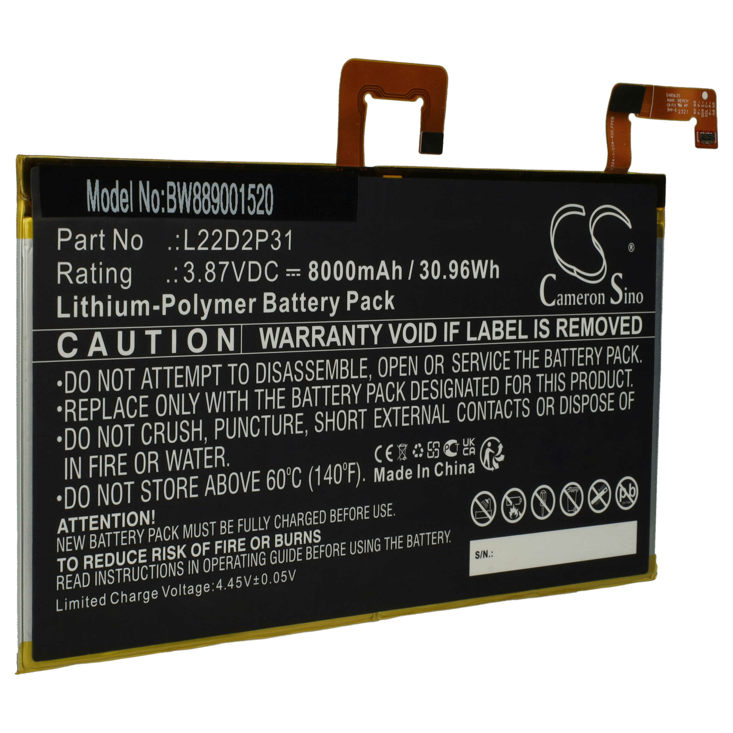 Bateria vhbw para Lenovo L22D2P31 - 8000 mAh 3.87 V Li-polymer - Image 3