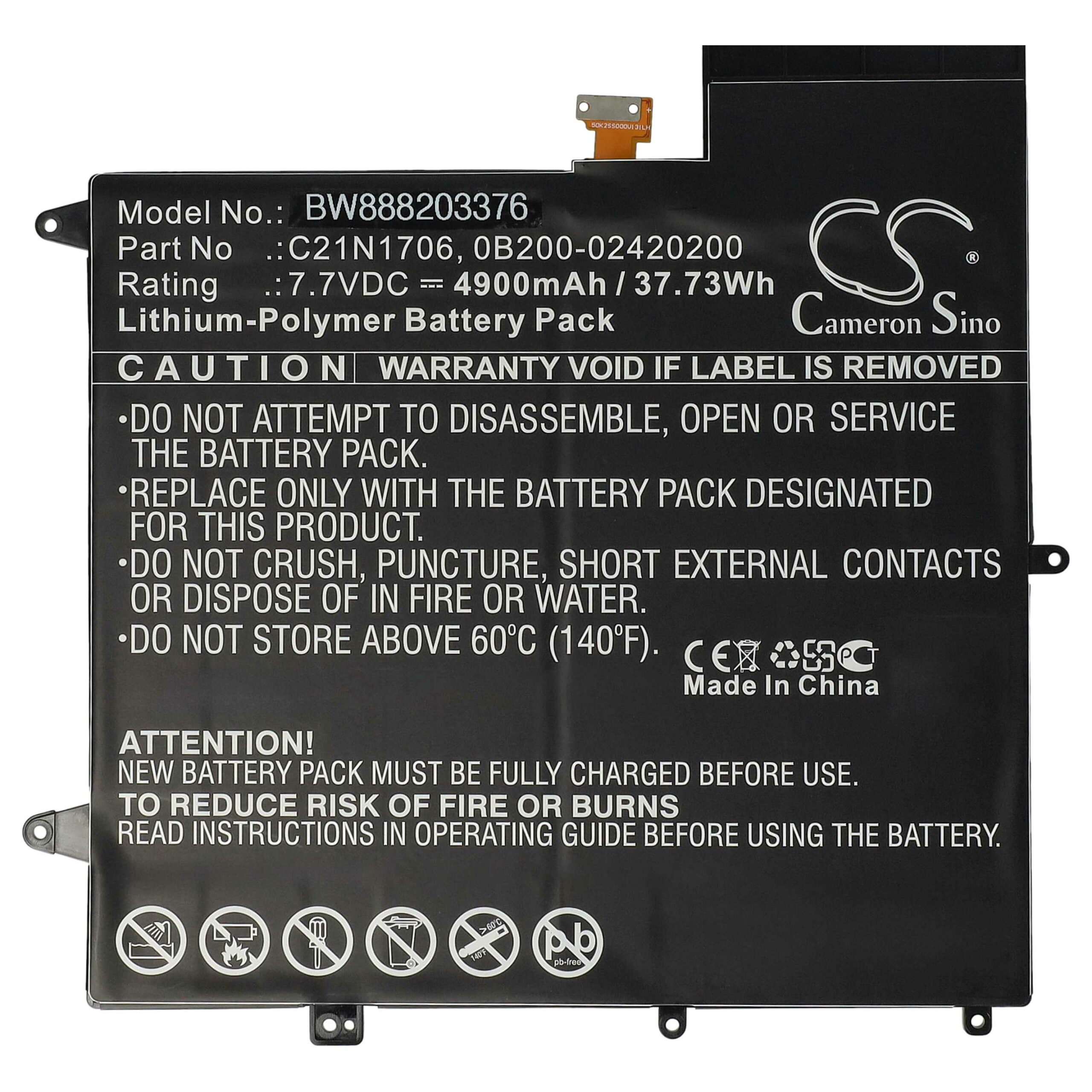 Bateria vhbw para Asus - 4900 mAh 7.7 V Li-polymer (0B200-02420200, C21N1706) - Image 4