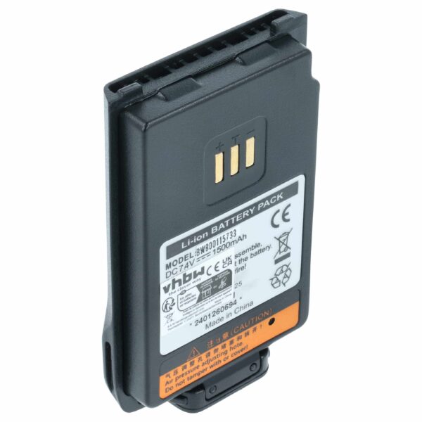 Bateria de rádio vhbw para Hyt / Hytera BL1502, BL2010 - 1500 mAh 7.4 V Li-Ion