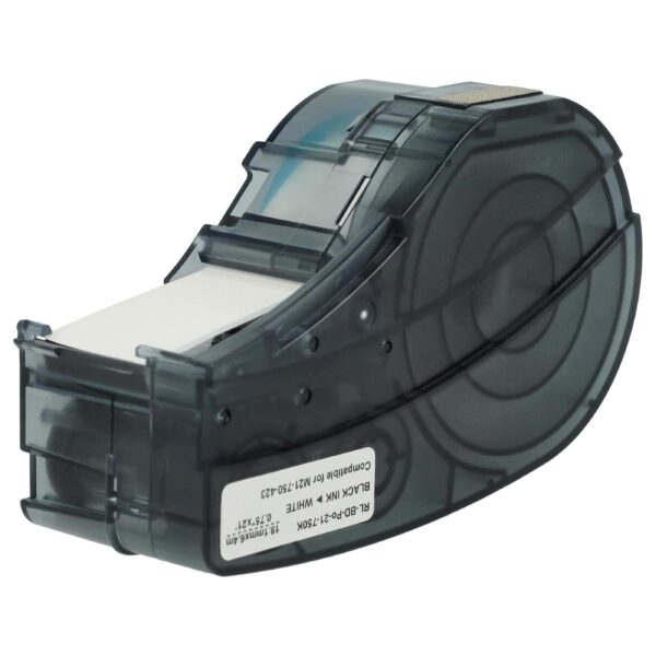 Fita de Etiquetas vhbw Substitui Brady M21-750-423 - 19.05 mm, Preto sobre Branco, Poliéster