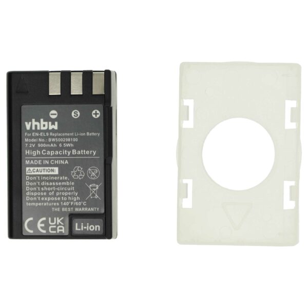 Bateria vhbw para Nikon EN-EL9 / EN-EL9a / EN-EL9E - 900mAh, 7.2V, Li-Ion