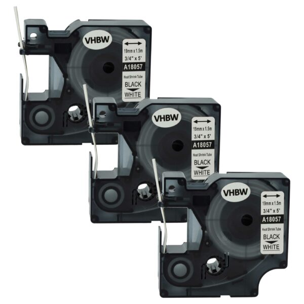 Fita de Etiquetagem Térmica vhbw 3x para Dymo 18057 - Preto sobre Branco, 19 mm