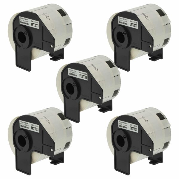 Pack 5x Rolos de Etiquetas Compatível Brother DK-11209 - Premium 62 mm x 29 mm + Suporte