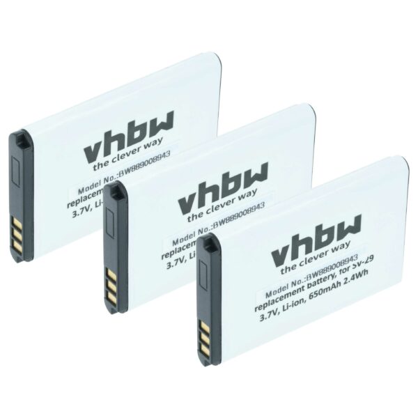 Bateria vhbw para Telemóvel / Aparelho compatível com Alcatel RTR001F01 650 mAh 3.7 V (3 unidades)