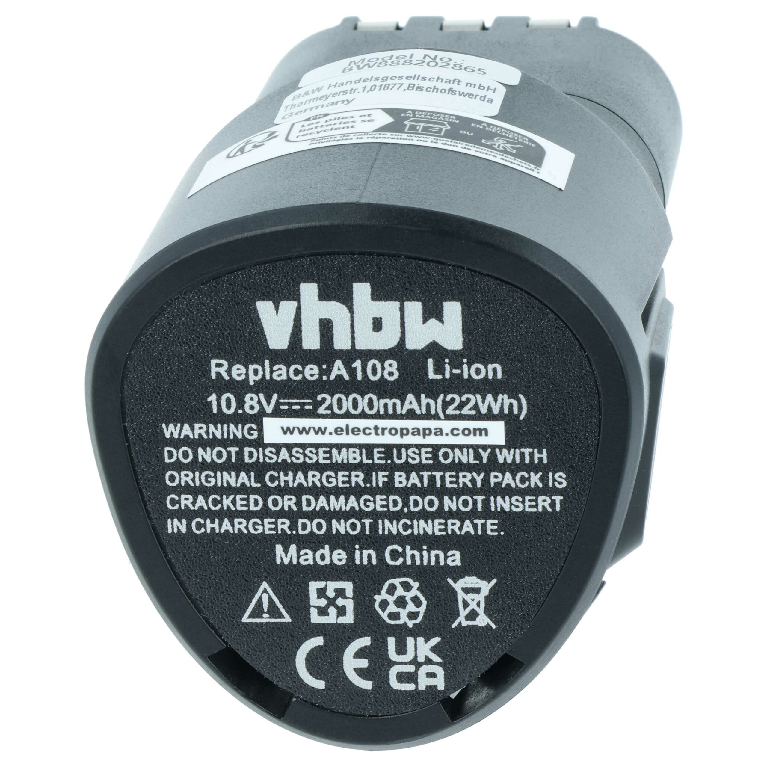 Bateria vhbw para Kress 108 ALS 2.0 Sst L - 2000 mAh, 10.8 V, Li-Ion - Image 3