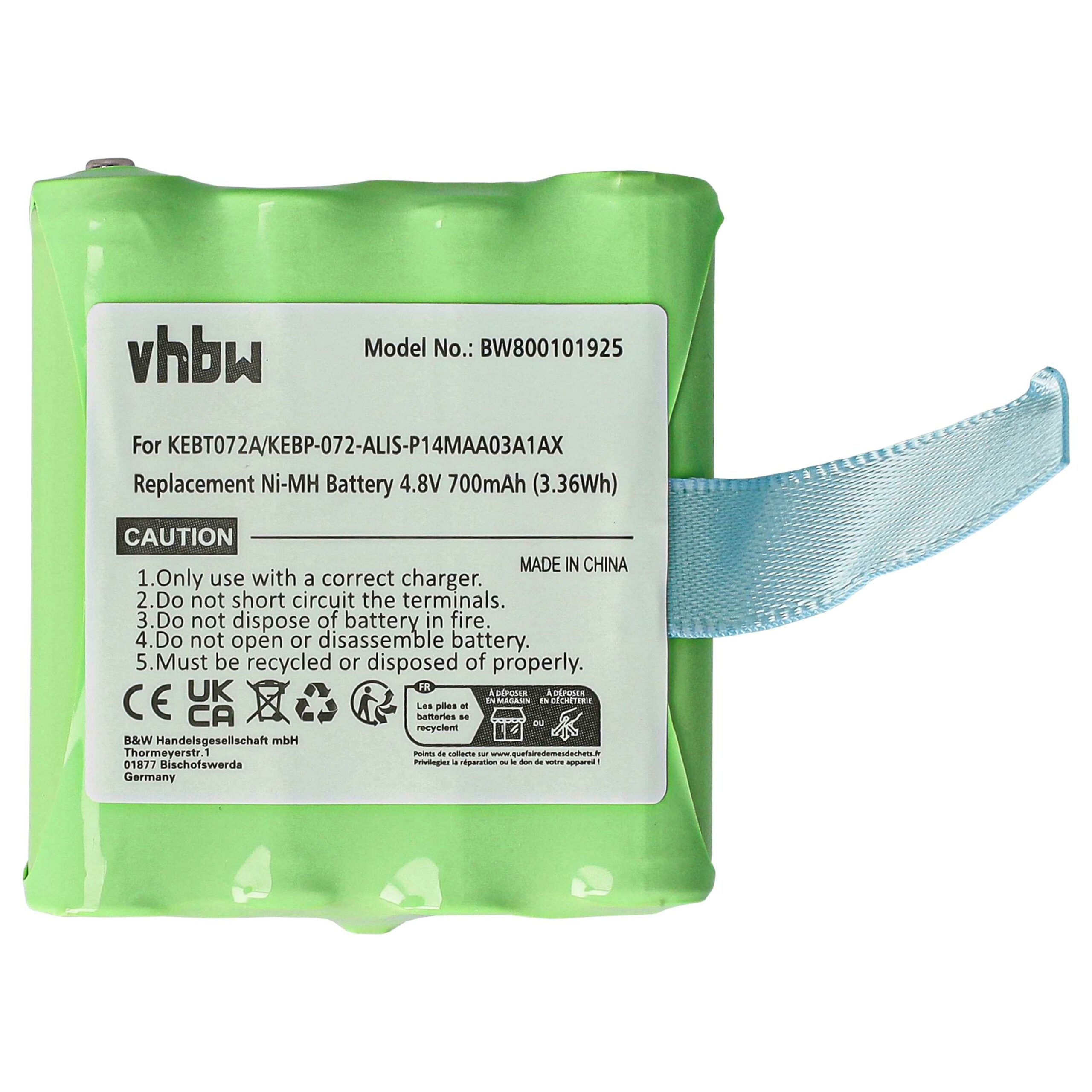 Bateria 10x para Rádio Midland KEBT072A - 700 mAh 4.8 V NiMH vhbw - Image 3
