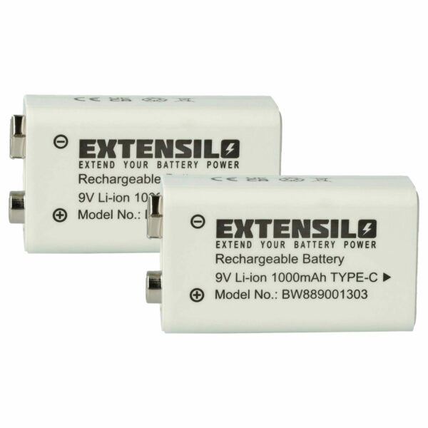 Bateria 9V Li-Ion 2x EXTENSILO compatível com Daitem BATV13 - 1 Ah