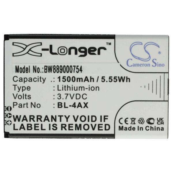 Bateria vhbw para Nokia BL-4AX, BL-4XL - 1500 mAh 3.7 V Li-Ion