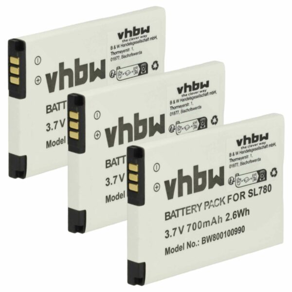 Pack 3x Bateria vhbw para Gigaset Siemens 4250366817255 - 700 mAh 3.7V Li-Ion