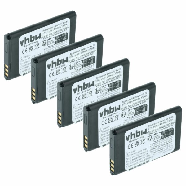 Bateria vhbw 5x compatível Alcatel RTR001F01 - 900 mAh 3.7 V Li-Ion