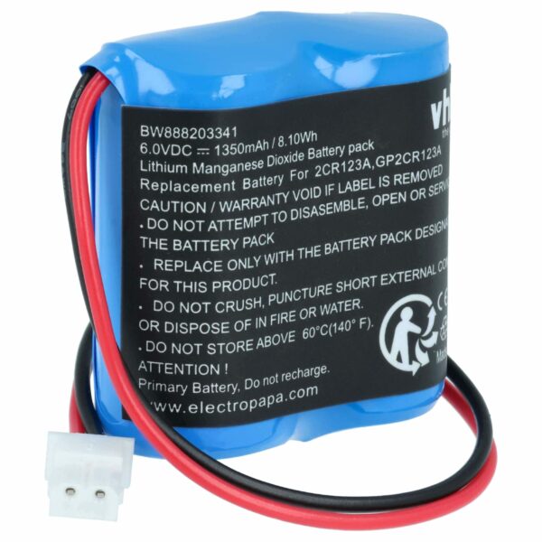 Bateria vhbw para Sensores de Movimento Visonic GP2CR123A, EVE2CR17450-C - 1350 mAh 6 V Li-MnO2