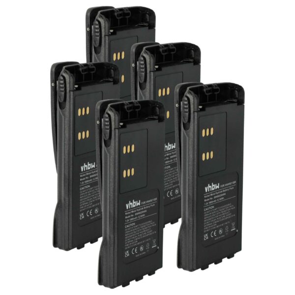Conjunto de 5 Baterias vhbw para Motorola GP320, GP340, GP360 - 1800 mAh 7.2 V NiMH com mola de cinto