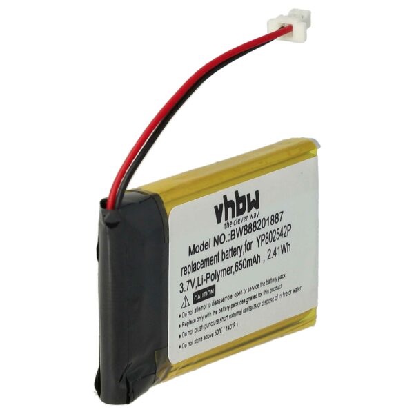 Bateria de Substituição para Auscultadores Sena vhbw - 650 mAh 3.7 V Li-polímero