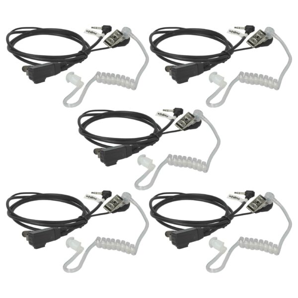 5x Auriculares de Segurança vhbw com Tubo Acústico para Motorola T280, T270, T5000