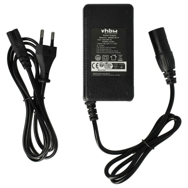 Carregador vhbw 36 V para Bicicleta Elétrica Prophete, Kreidler, Zündapp - 3 Pinos XLR, 1.35 A