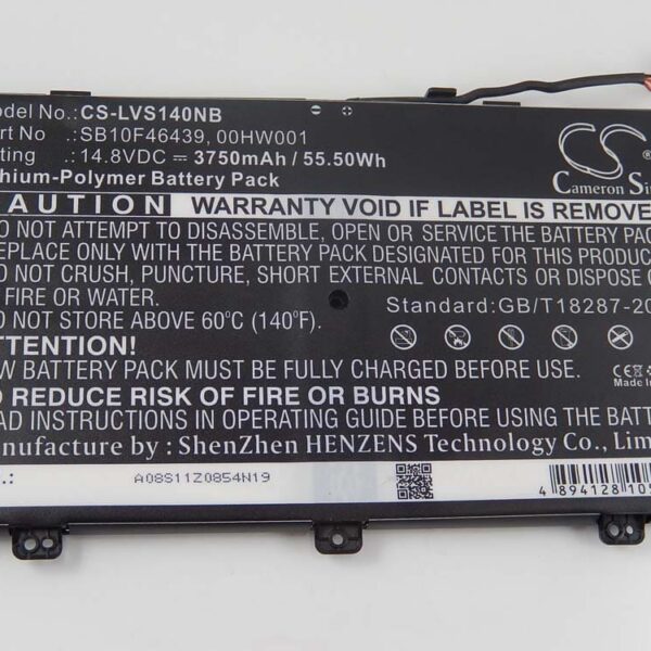 Bateria para Portátil vhbw para Lenovo SB10F46439, 00HW001 - 3750 mAh 14.8 V