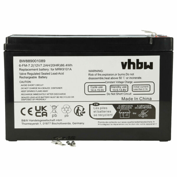 Bateria de Substituição vhbw para APC RBC110 - 7200 mAh 12 V AGM