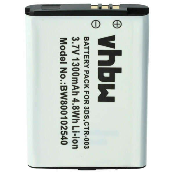 Bateria para Consola Nintendo Substituição CTR-003, C/CTR-A-AB - 1300 mAh 3.7 V Li-Ion vhbw