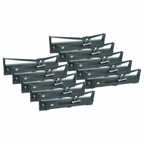 10x Fita de Tinta Compatível com Epson C13S015337 para Impressoras Matriciais e de Recibos - Preta