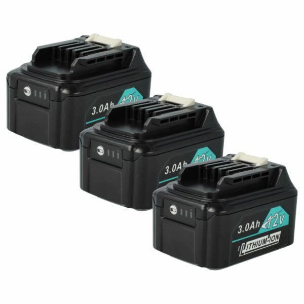 3x Bateria para Makita 197396-9, 197402-0, 197390-1, 197394-3 - 3000 mAh, 12 V, Li-Ion