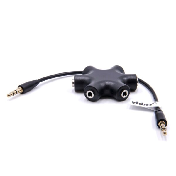 Divisor de Áudio 6 Vias Jack 3.5mm para Auscultadores, Tablets e Colunas - Preto vhbw