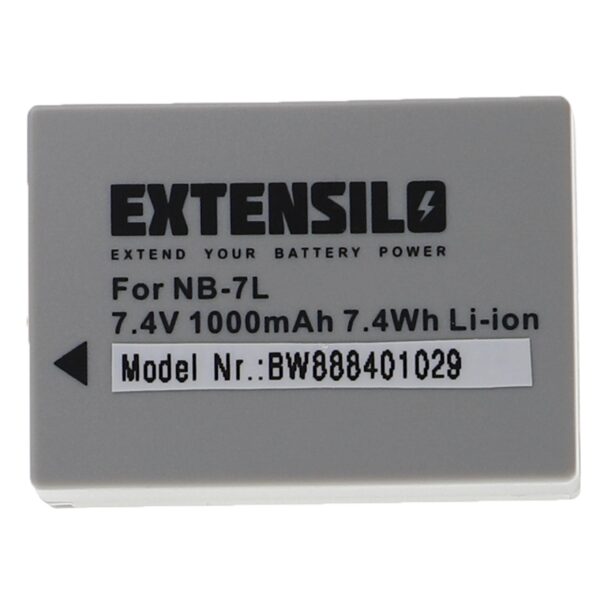 Bateria EXTENSILO compatível Canon NB-7L - 1000mAh, 7.4V, Li-Ion