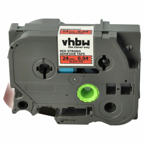 Fita de Etiquetagem vhbw Compatível Brother TZE-S451 - 24 mm Preto sobre Vermelho, Extra Resistente