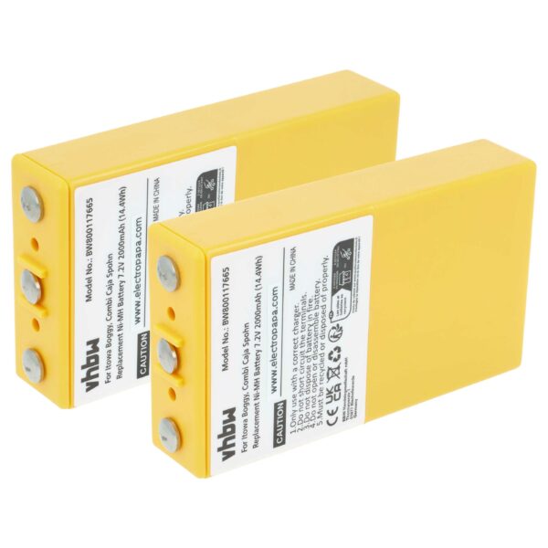 2x Bateria de Substituição para Comando Itowa 26.105, BT7216MH, BT7216 - 2000 mAh