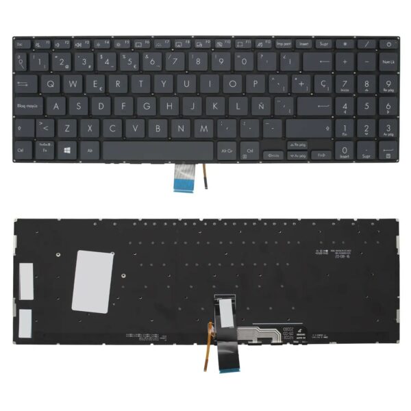 Teclado para Portátil ASUS ZenBook Pro 15 UX535L com Retroiluminação Verde Cinza Espanhol