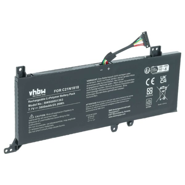 Bateria compatível com Asus X515K vhbw C21N1818-2 3800 mAh