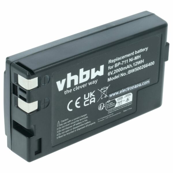 Bateria vhbw para Videocâmara Canon BP-818, BP-729, BP-726, BP-722D, BP-714, BP-711 - 2000 mAh 6V NiMH