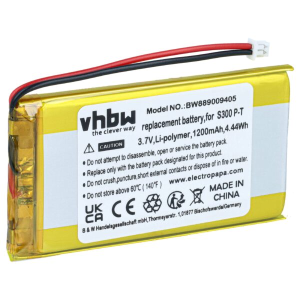 Bateria vhbw Li-Polymer 3.7V 1200mAh para Balanças Elicom S 300 P