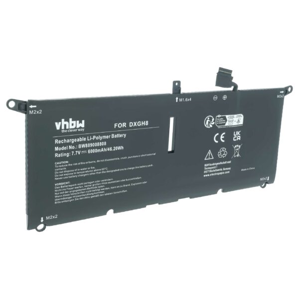 Bateria vhbw para Dell XPS 13 9370 - Substitui DXGH8 (7.7V, 6000 mAh)