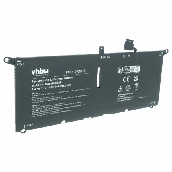 Bateria vhbw para Dell XPS 13 9370 - Substitui DXGH8 (7.7V, 6000 mAh)