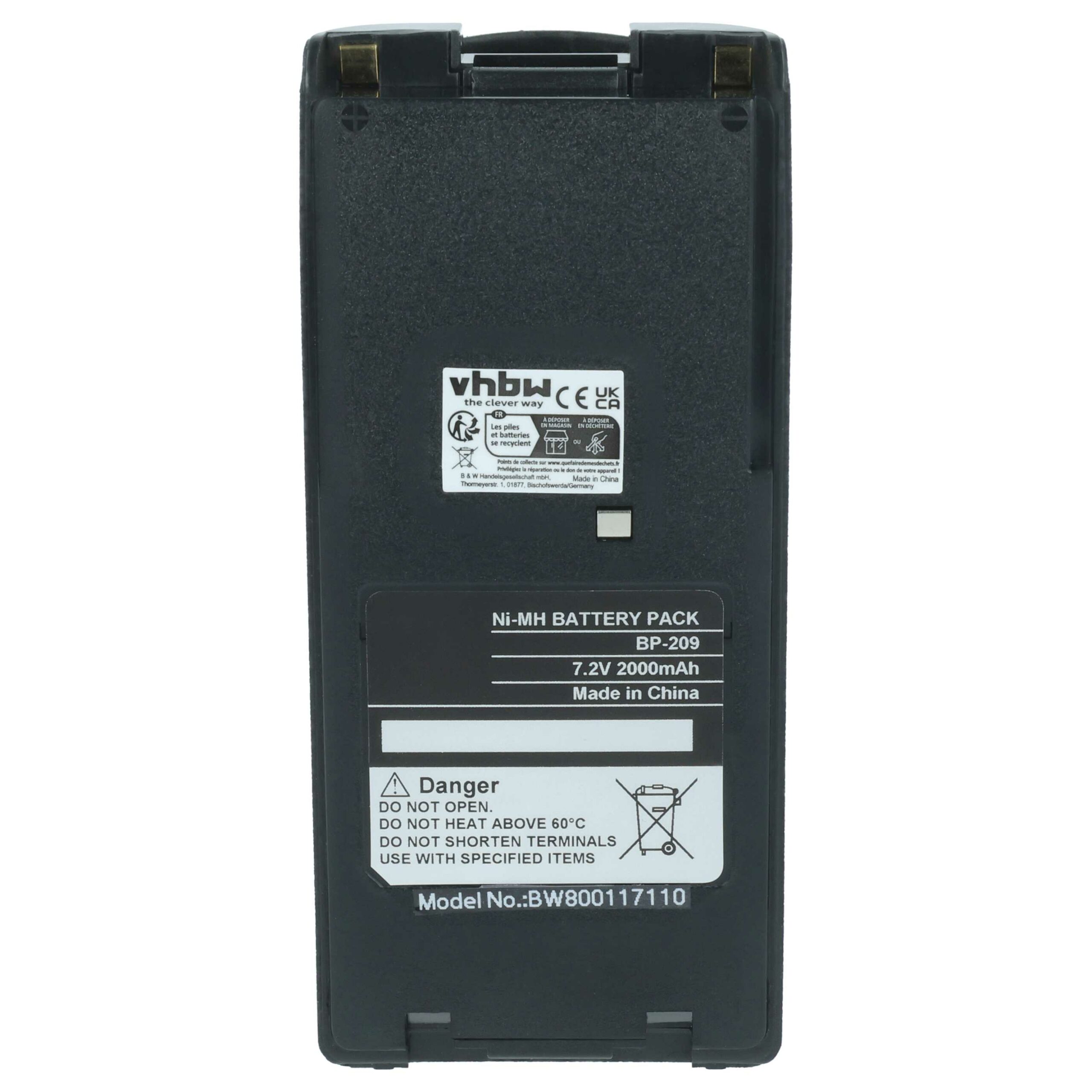 Bateria vhbw 5x para Rádio Icom BP-210N, BP-210, BP-209N, BP-209, BP-222N, BP-222 - 2000 mAh 7.2 V NiMH - Image 3