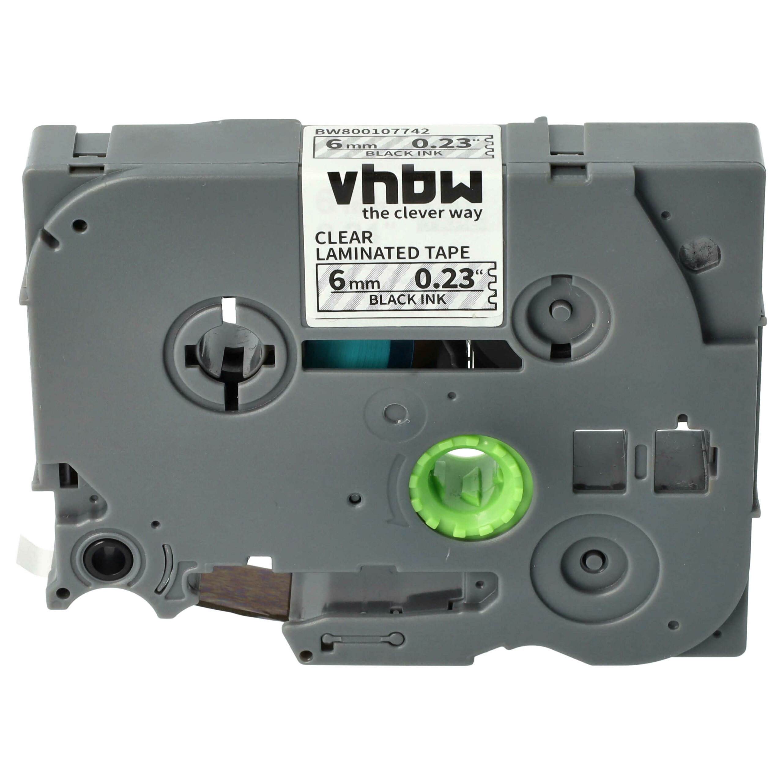 Fita de Etiquetas vhbw Substitui Brother TZE-111 - 6 mm Preto sobre Transparente
