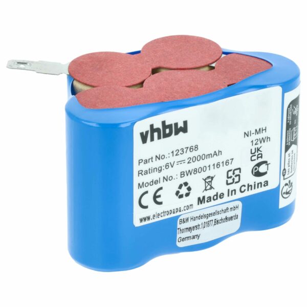 Bateria para Ciclomotor vhbw 93230 5, VYRR, VYRR6, 123768 - 2 Ah 6 V NiMH