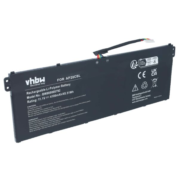 Bateria vhbw para Acer Swift 3 SF314-43 e outros - Li-Polymer 11.1V 4100mAh (substitui AP20CBL)